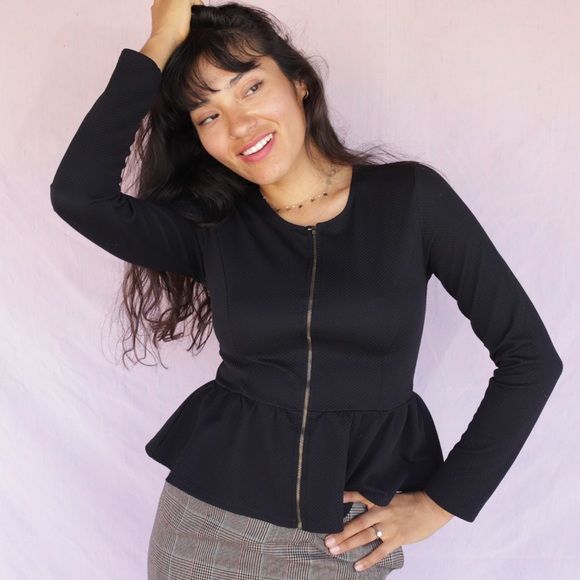 Windsor Zipper Peplum Top - Picture 1 of 9